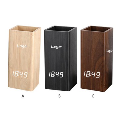 Multifunctional LED Alarm Clock Pen Holder